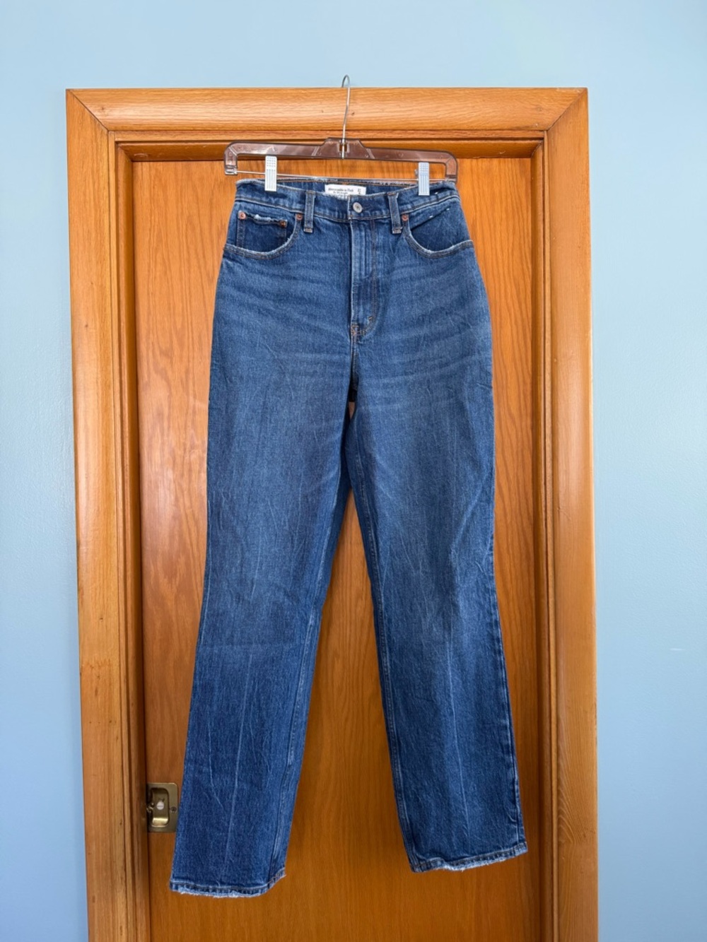 Abercrombie & Fitch Women's Straight-Leg Jeans - Dark Blue Denim
